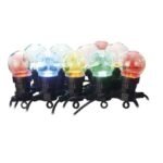 Led girlianda iš 10 vnt didelių burbulų, spalvotos, skaidrios, 2.25W, IP44