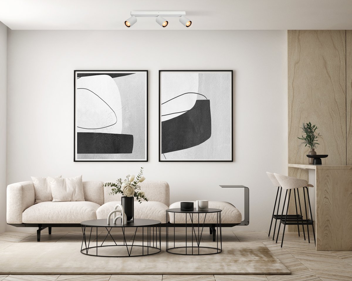 mock up poster frame in modern interior background, living room, Scandinavian style, 3D render, 3D illustration