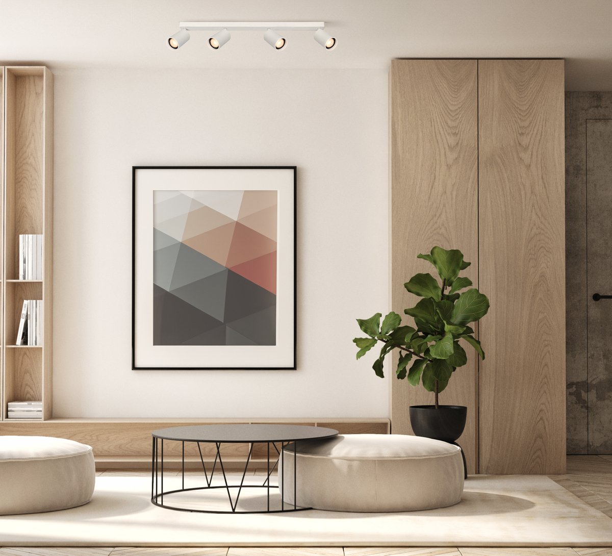 mock up poster frame in modern interior background, living room, Scandinavian style, 3D render, 3D illustration