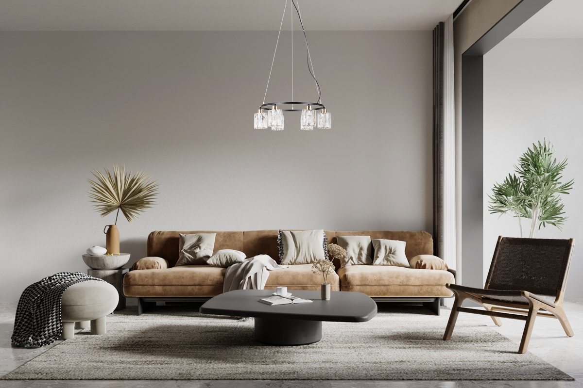 Wabi-Sabi Living Room Interior Wall Mockup