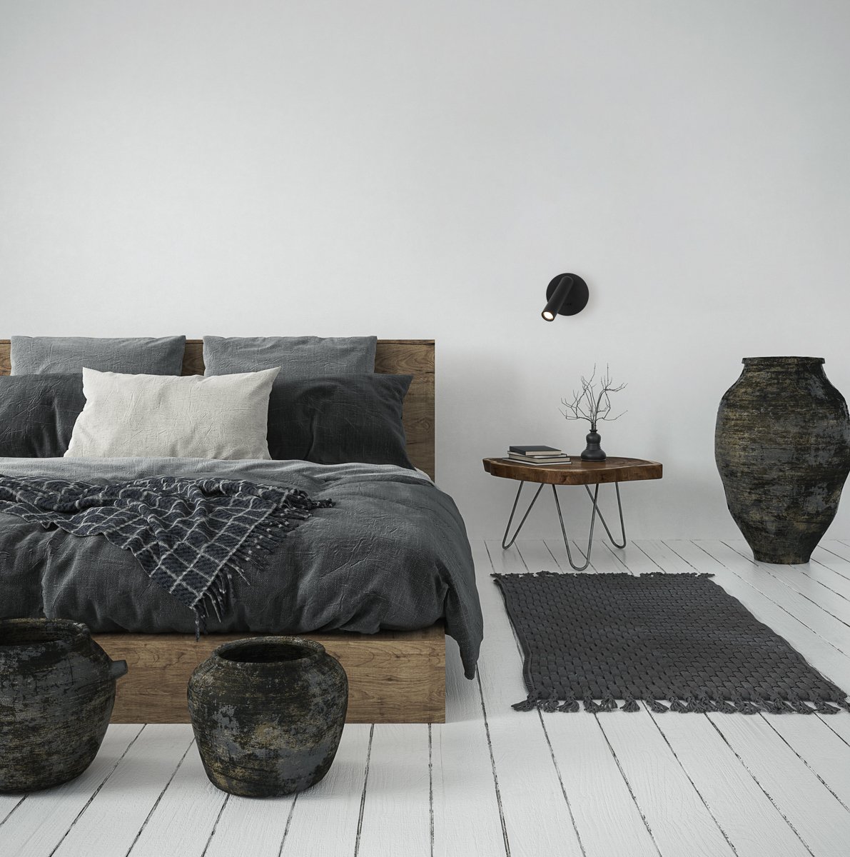 Ethnic bedroom interior Sieninis LED šviestuvas CARDA 2.5W juodos spalvos - Image 2