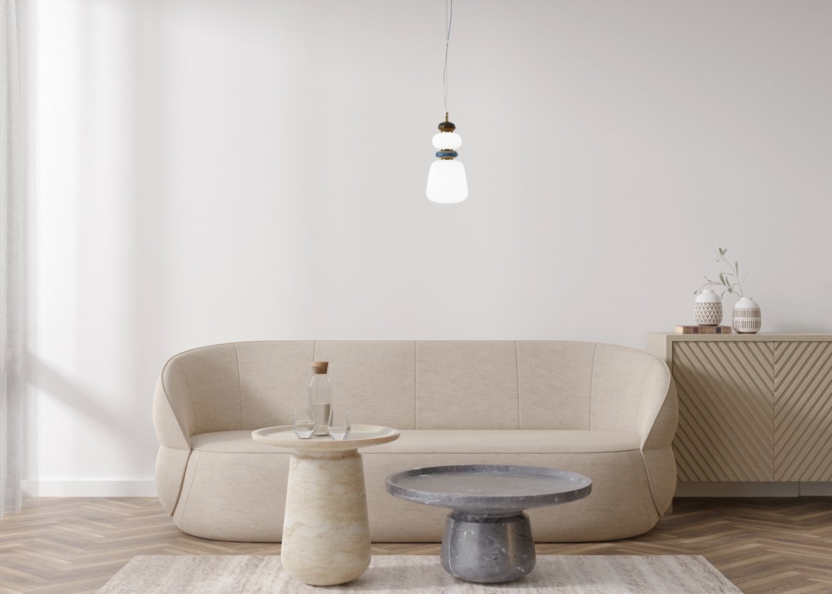 Empty white wall in modern living room. Mock up interior in scandinavian style. Free, copy space for your picture, text, or another design. Sofa, sideboard, table. 3D rendering.