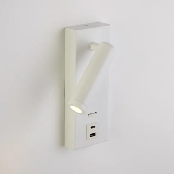 Sieninis LED šviestuvas Marlow USB 4W baltos spalvos
