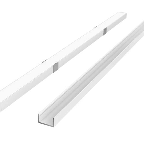 LED profilio komplektas, paviršinis, baltas su baltu dangteliu, laikikliais ir aklėmis, 2m.