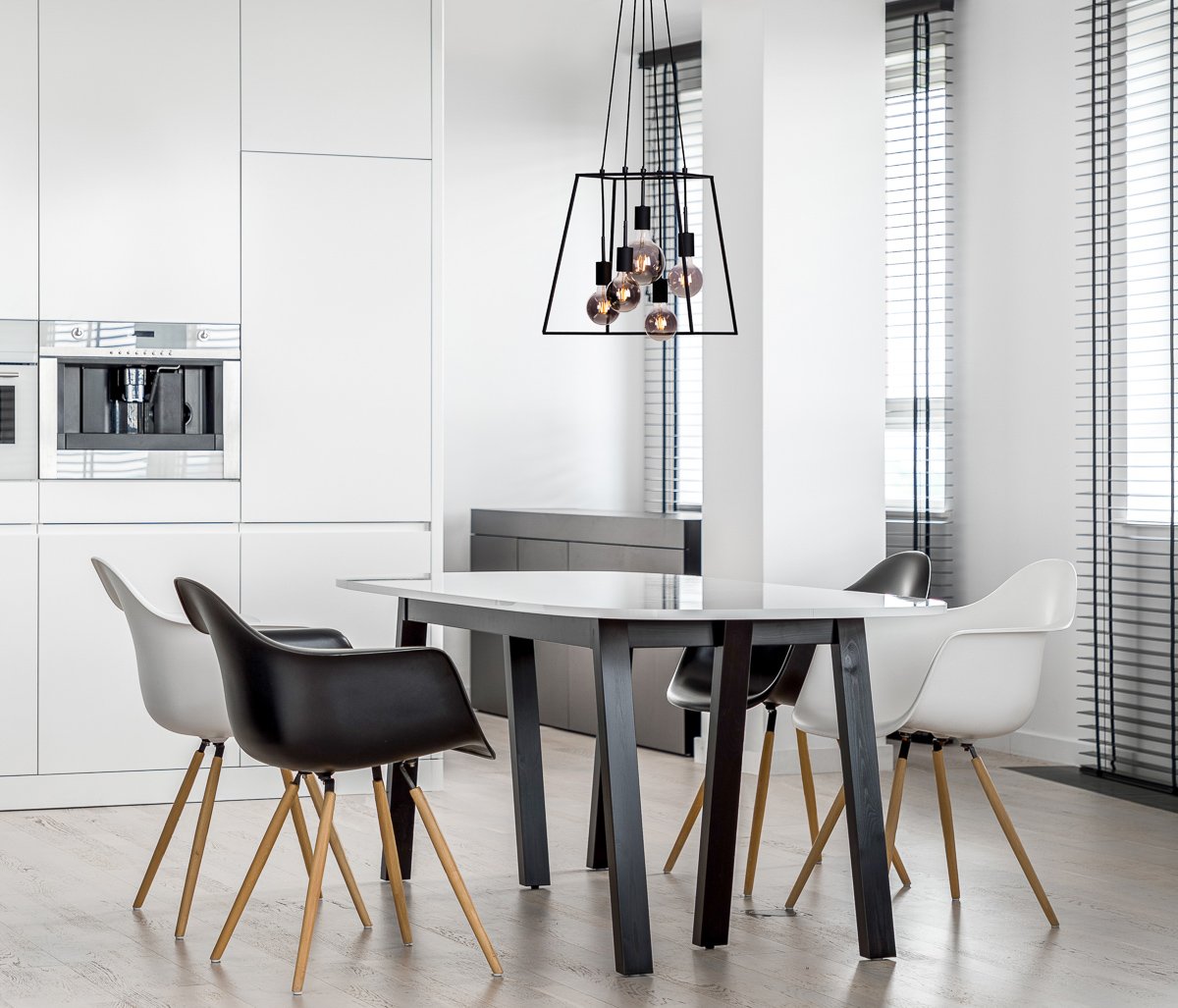 Dining area with many windows