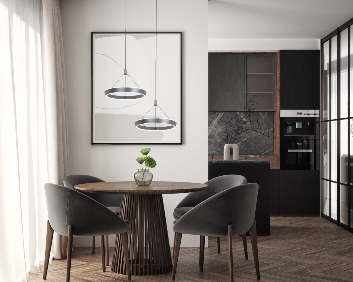 Mockup poster frame on the wall of living room. Luxurious apartment background with contemporary design. Modern interior design. 3D render, 3D illustration