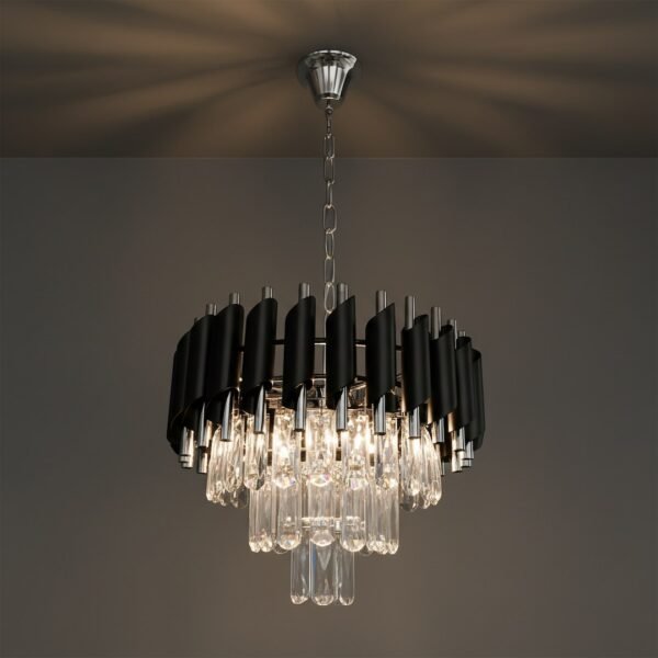 Pakabinamas šviestuvas CRISTAL chromo/juodos spalvos