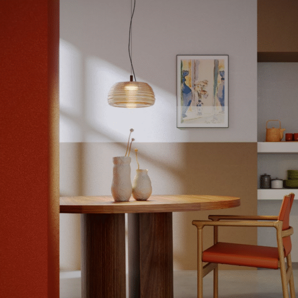 Pakabinamas LED šviestuvas ONDULA 18W kavos/gintaro spalvos