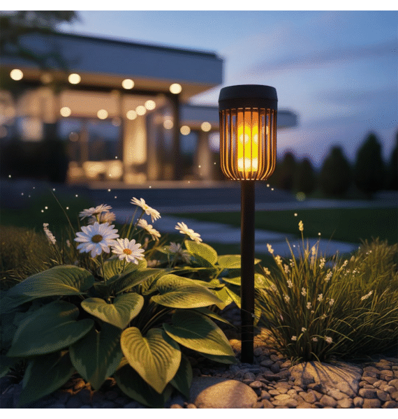 LED lauko šviestuvas FLAME su saulės baterija