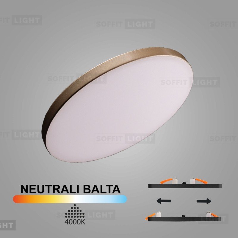 aukso-spalvos-imontuojama-led-panele-uno-10w-4000k-keiciamo-skersmens Įmontuojama LED panelė UNO 10W 4000K - Image 1