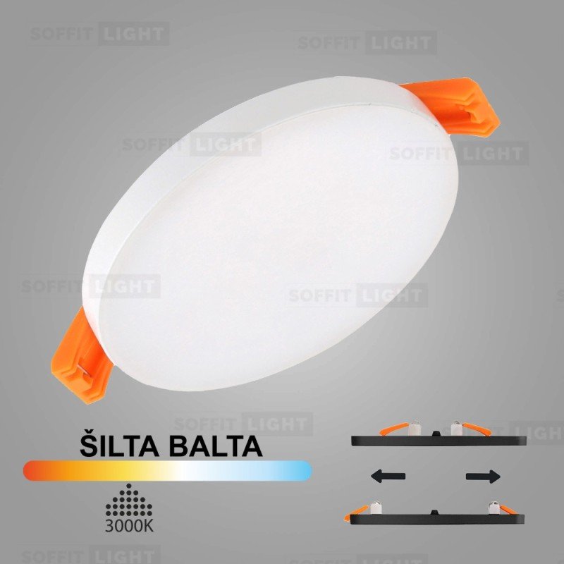 balta-imontuojama-led-panele-uno-10w-3000k-keiciamo-skersmens Įmontuojama LED panelė UNO 10W 3000K - Image 1