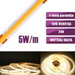 LED juosta 24Vdc, 5W/m, COB 320LED/m, 560lm/m, 4000K