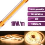 LED juosta 24Vdc, 10W/m, COB 480LED/m, 1080lm/m, 3000K