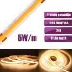 LED juosta 24Vdc, 5W/m, COB 320LED/m, 500lm/m, 3000K