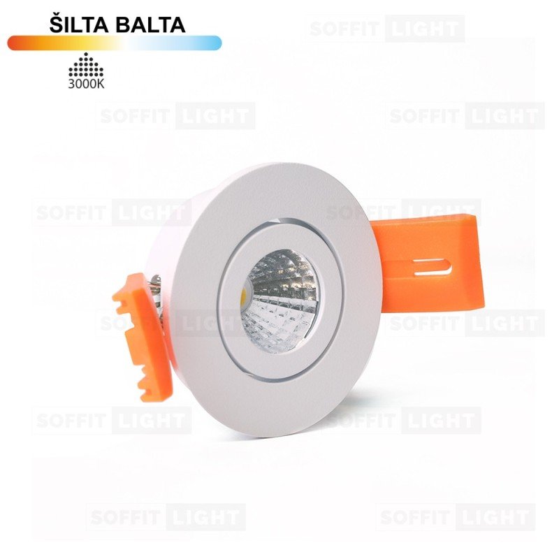 imontuojamas-led-sviestuvas-1w-baltas-3000k-ip44-su-jungtimi Įmontuojamas LED šviestuvas 1W IP44 3000K - Image 1