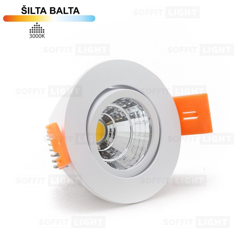 imontuojamas-led-sviestuvas-3w-baltas-3000k-ip44-su-jungtimi Įmontuojamas LED šviestuvas 3W IP44 3000K - Image 1